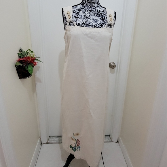 Two twenty Ivory flax&cotton blend retro y2k midi /maxi dress - Picture 1 of 16